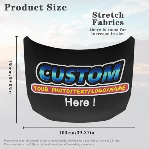 Image of Customized Car Hood Cover All-Season Protection Car Hood Cover Protector Stretch Polyester Fabric Cover Removable Automotive Accessories Ft Fits Most Cars