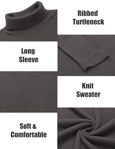 Image of COOFANDY Men's Ribbed Turtleneck Sweater Casual Basic Long Sleeve Knitted Pullover Sweater