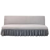 Armloser Stretch-Futonbezug mit Rock, waschbar, weich, für Sofabett, elastische Unterseite, abnehmbarer Matratzenschoner für Futons von 188–209,6 cm, Größe L (A4)