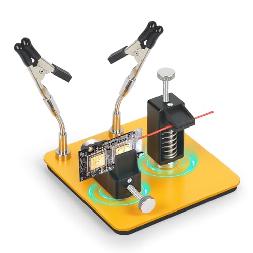 Image of Helping Hands Soldering Station, 2 Way Magnetic PCB Holder Clamps, One-Push Spring Loaded Third Hand Tool with 2 Adjustable Clips for Electronics, PCB Repair and DIY, Craft