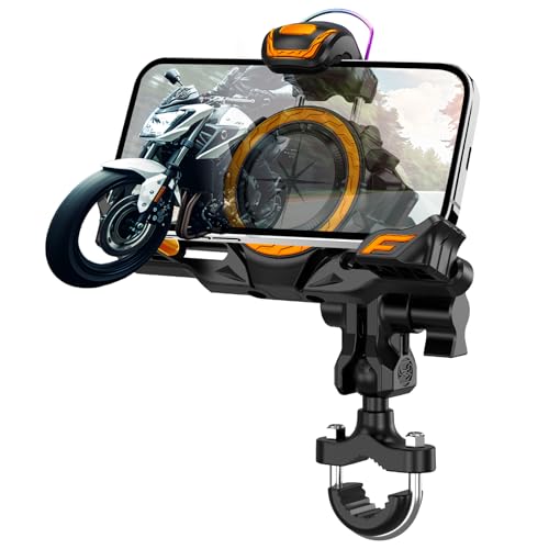 Image of Motorcycle Phone Mount Holder,Bicycle Phone Mount,Metal Extension Arm-Dual Vibration Dampener,Suitable for Handlebar and Rearview Mirror Installation,Clamp for 4.7-7.2 inch Smartphone