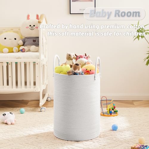 Image of Artfeel Laundry Basket,Woven Cotton Rope Laundry Hamper,40L for Decorative Storage of Dirty Clothes,Toys and Blankets in Bathroom,Baby Room and Living Room
