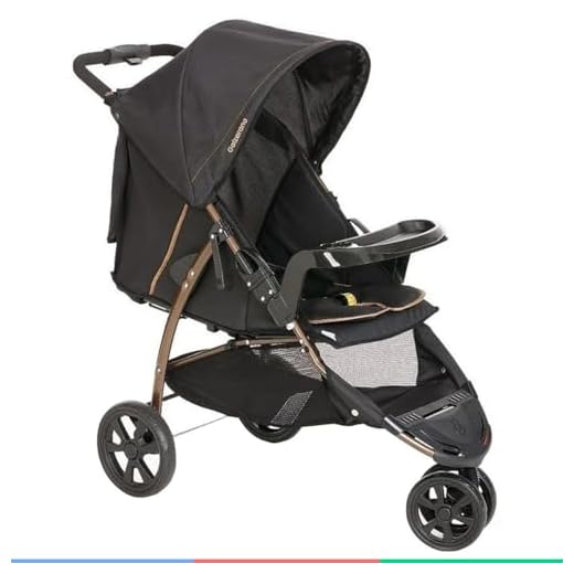 Carrinho de Bebê Passeio Reclinável Berço 3 Rodas de 0 Até 15kg Cross Trail Preto Cobre Galzerano