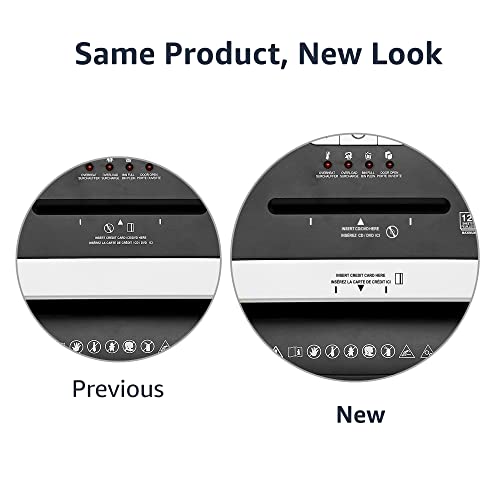 Image of Amazon Basics 12 Sheet High Security Micro Cut Paper, Credit Card and CD Shredder with 6 Gallon Easy Emptying Bin, Casters, Black