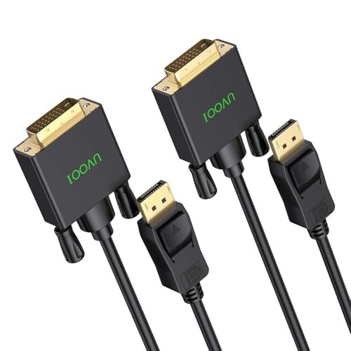 Image of UVOOI DisplayPort to DVI Cable 6ft 2-Pack, DP to DVI Cable Cord Male to Male Compatible with Computer, PC, Monitor, TV, Projector and More