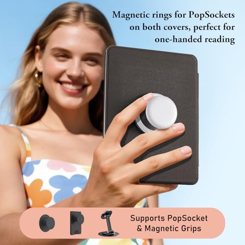 Image of CoBak Cute Case with Fold-Back Magnetic Cover for 7 inch Kindle Paperwhite 12th Gen 2024 and Colorsoft - for PopSockets Grip, Compatible with iPhone MagSafe and Anker Wireless Charging Pads, Auto Wake