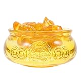 NUOBESTY Cuenco Decorativo de Cristal y Vidrio 36 Piezas (1 Cuenco 35 Lingotes) Cesta de Cornucopia Tradicional China para Decoración de Escritorio y Oficina, Adorno de Fortuna y Hogar