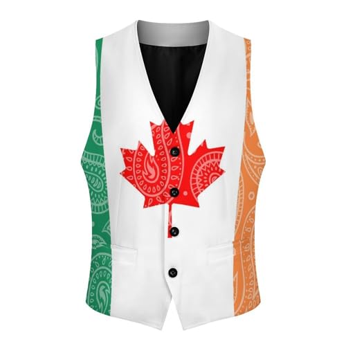 Canada Ireland Flag Paisley Pattern Novelty Men's Suit Vest Casual Formal Dress Vests Business Waistcoat3