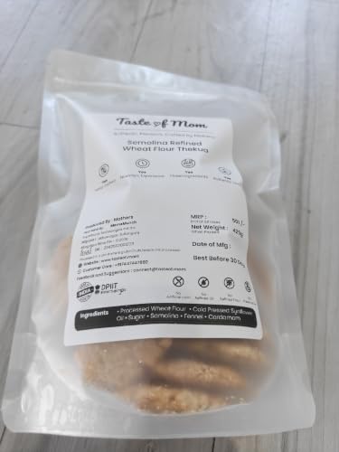 Image of Taste of MOM Thekua Traditional Bihar Sweet Snack | Semolina Refined Flour & Sugar Indian Mithai | Classic Regional Recipe | Family Pack 425g | Traditional Indian Sweet Treat