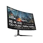 Alienware AW3225QF 32 Inch 4K UHD (3840x2160) 1700R Curved Gaming Monitor, 240Hz, QD OLED, 0.03ms, NVIDIA G-SYNC Compatible, HDR, Dolby Vision, USB-C, DisplayPort, 2x HDMI, 4x USB, 3 Year Warranty
