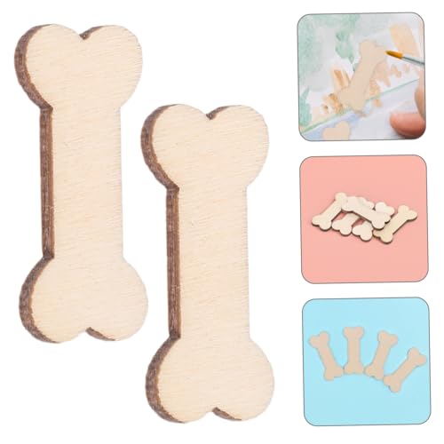 Housoutil 200stücke Holzknochen-ausschnitte Unbearbeitet für Bastelprojekte Dekorationen Tierform Holzspäne Hobbykunst Handarbeit Schnitzen Naturmaterial