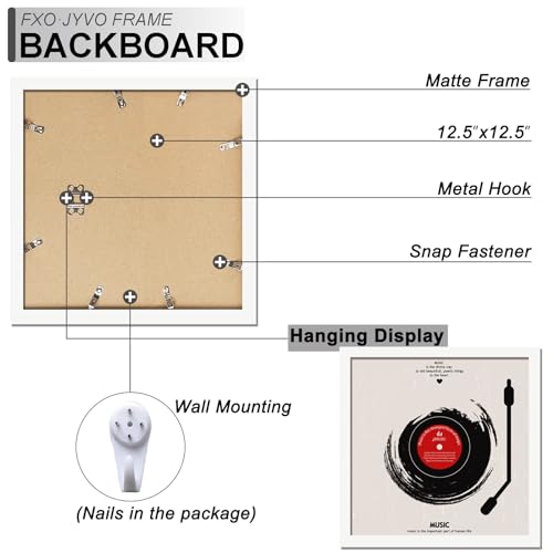 Fxojyvo Schallplattenrahmen für die Wand Display Album Cover, Weiß 12,5x12,5 Rahmen für jede 12 Zoll LP Schallplatte mit Cover - 1 Pack/Weiß – Ansicht 6
