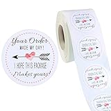 500 Pieces Your Order Made My Day Stickers Decorative Business Stickers Self-Adhesive Round Circle Thank You Label for Envelope Bag Seals Party Supplies(3.8 cm/ 1.5 Inch,Red)