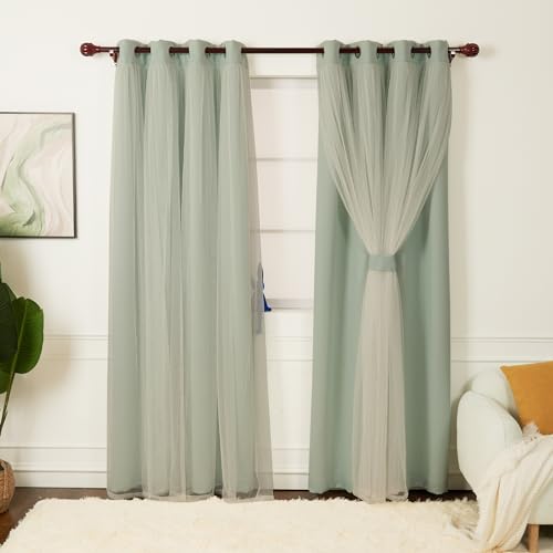 INLINAS 52 x 84 Inch Blackout Curtains Sheer Overlay -