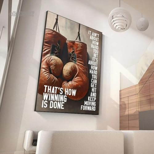 Gants de boxe vintage affiche motivation sans cadre 40x60cm - 3