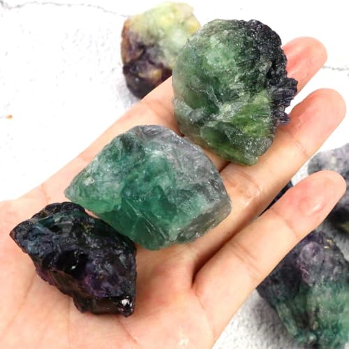 2lb/950g Rough Natural Fluorite Stone Raw Rainbow Fluorite Gemstone Crystal Rock for Cabbing,Tumbling,Cutting,Polishing,Lapidary,Healing Reiki,Jewelry Making and Home Decoration