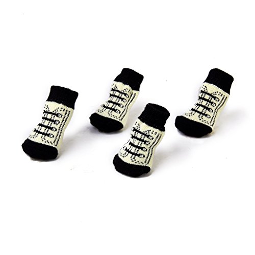 Switty Tiny Kleiner Hund Welpen-Katze-Anti-Rutsch-Socken mit Niedlicher Tatze Druckt Schwarzweiß (S) Cover