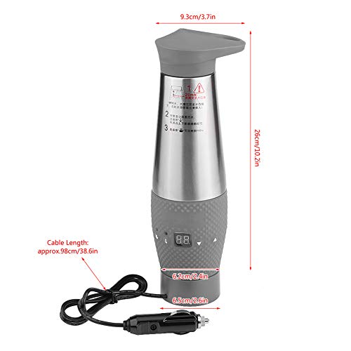 Tetera Eléctrica para Auto 12V Acero Inoxidable 350ml Gris miniatura 3