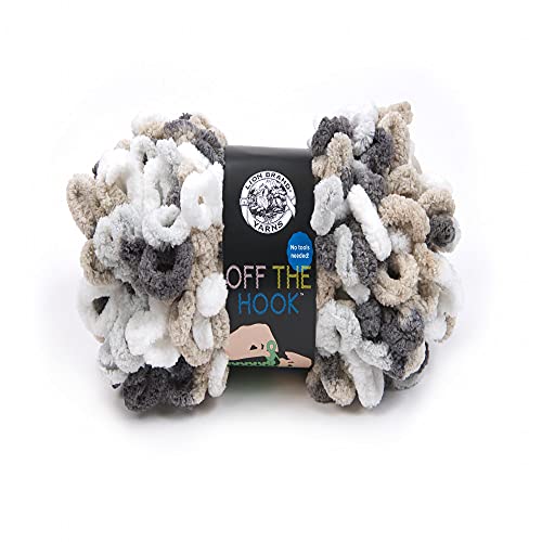 (1 Skein) Lion Brand Yarn Off the Hook Bulky No Needle Yarn, Snowy Cosmo