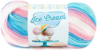 Lion Brand Yarn Company 100 Percent Acrylic Ice Cream Yarn, Strawberry, 923-207