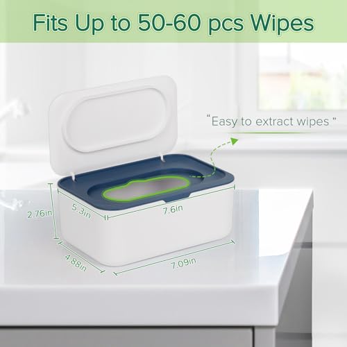 Image of Flenpptly 2 Pack Baby Wipes Dispenser, Wipes Case Baby Wipe Holder Keeps Wipes Fresh, Non-Slip, Easy Open & Close (2 Pack Blue)