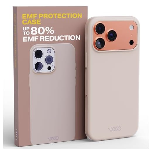 WAVEBLOCK EMF Protection Silicone iPhone Case Compatible with iPhone 17 Pro Max, Radiation Blocker, 5G Shield Reduction, Lightweight, USA Patented and Tested in FCC Lab, Stone