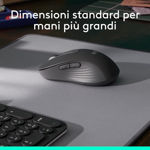 Signature M650 L Mouse wireless - Per mani grandi, Durata Batteria 2 anni, Clic Silenziosi, Tasti Personalizzabili, Bluetooth, per PC/Mac/Più dispositivi/Chromebook - Grigio - Mouse gaming - Immagine 2