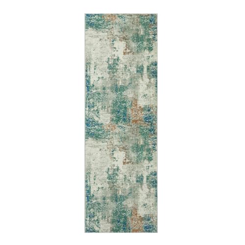 Lahome Modern Abstract Runner Rug with Rubber Backing - 2x6 Washable Rug Runners for Hallways Non Slip, 6 Ft Long Accent Carpet for Bathroom Kitchen Bedroom Entryway,Green/Grey