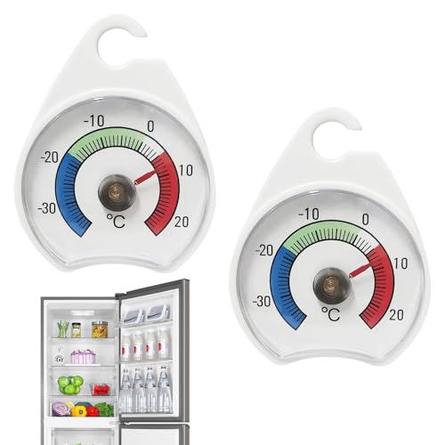 2PCS Fridge Thermometer UK,Plastic Freezer Thermometer,Fridge Temperature Ranging 30°C-20°C,for Bar/Cafe/Restaurant/Home