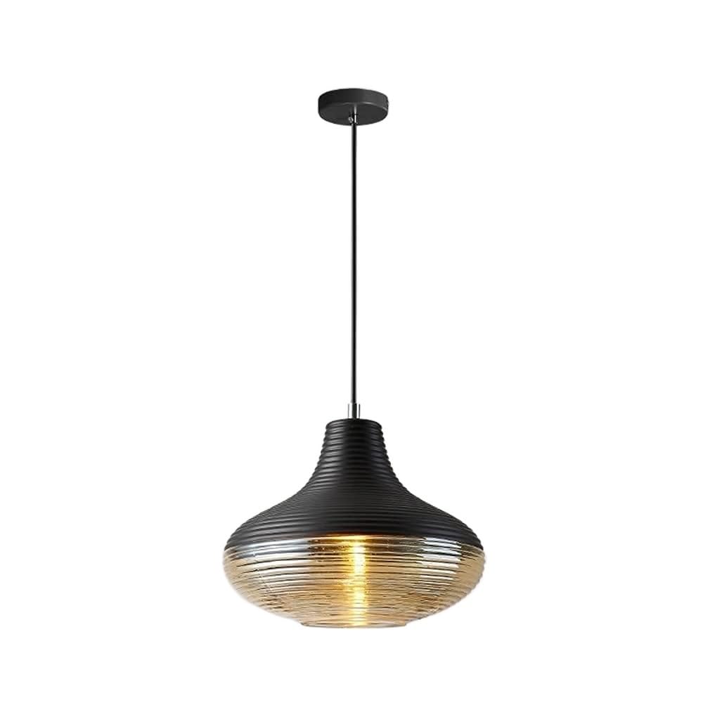BLOOHK Nordic Modern Glass Pendant Light, 1-Light Industrial Chandelier, Height Adjustable Hanging Lamp for Kitchen Island, Dining Room & Bedroom