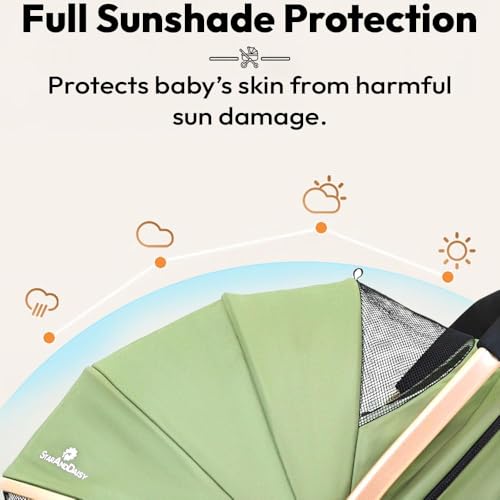 Image of StarAndDaisy Foldable Baby Stroller for 0-3 years Infant & Toddler / Travel Pram for Baby with 360 Swivel Lockable Front Wheels , Multi-Level Recline & Adjustable Footrest , Removable Tray , Safety Harness Belt -Green