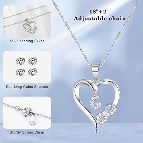 Gifts for Women Heart Initial Necklaces for Women Christmas Gifts for Women Sterling Silver Necklace Heart Necklace Initial Letter Necklace for Women Valentines Day Gifts 5