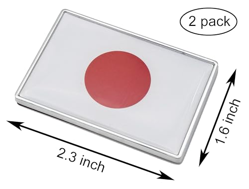 Image of 2 Pcs 3D Japan Japanese Flag Metal Car Stickers Chrome Decals,2.3 x 1.6 Inch Metal Truck Stickers,Patriotic Car Motorcycle Emblem.