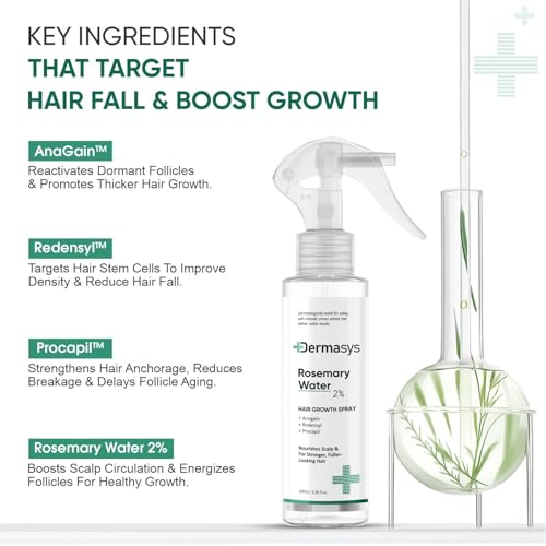 Image of Rosemary Water Spray for Hair Growth | 4X Active Formula with Rosemary Extract, Redensyl, Anagain & Procapil | Anti Hair Fall Mist for Fuller, Thicker & Stronger Hair | For All Hair Types | 100ml (Pack of 2)