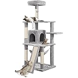 Cómodo y Práctico: Cubierto por felpa suave y dispuesto de hamaca y diversas plataformas, nuestro árbol para gatos satisface todo lo que necesita el gato. Sus amigos felinos aspiran una casa acogedora y un espacio privado para jugar y descansar.