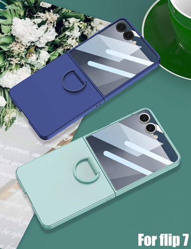 Image of Kapa Ultra Thin PC + D Ring Back Case for Samsung Galaxy Flip7 / Z Flip 7 |with [Inbuilt Glass] Shockproof Slim Hard Protective Cover (Mint Green)
