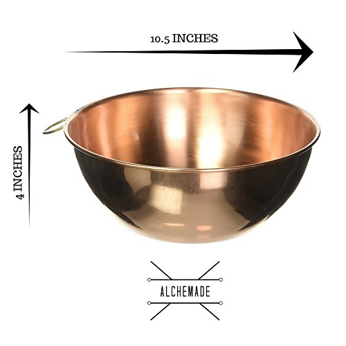 Premium Chef Quality Copper Mixing Bowl - 10.5" diameter by Alchemade