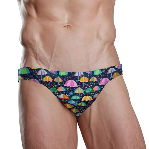 Umbrella Color Colorful Swim Briefs for Men Swimsuit Bikini Swimwear S B04024292