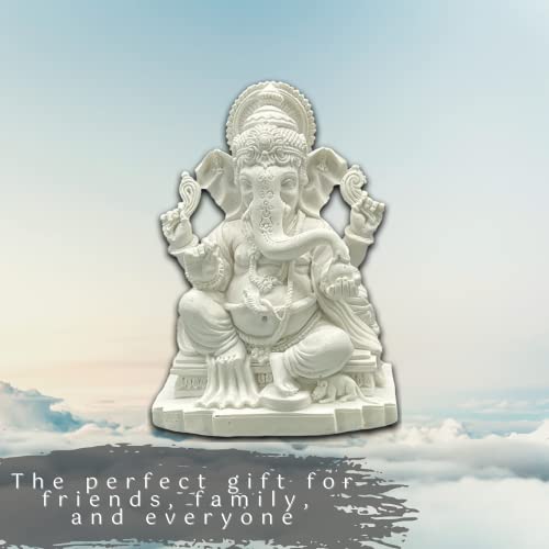 Bellaa 23613 White Ganesh Beautiful Statues Ganapati Hindu Buddha Good Luck God Home Decoration Altar Idol Figurine Meditation Sculpture 5 Inch #TOP4