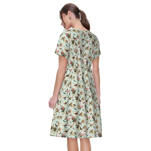 Robe d'été décontractée à motifs oiseaux pour vos sorties plage et terrasses - 5