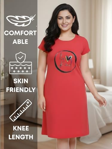 Image of White Moon Cotton Printed Nighty for Women's | Night Gown | Printed Nighty for Girls | Nightdress | Nighty for Women | Sleepwear | Ladies Nighty | Nighties | Premium Soft Cotton Nighty Women