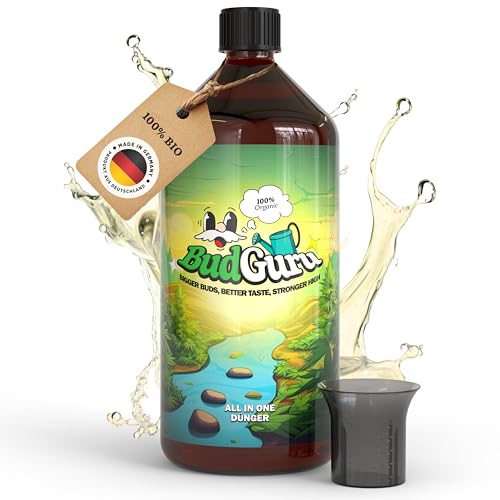 BudGuru Dünger für Pflanzenwachstum Indoor & Outdoor (1l Flasche) | Chemikalienbeständiger Portionierer mit präziser Skala | Dosierhilfe für einfaches Abfüllen