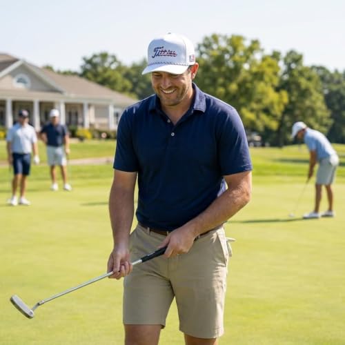 Image of Curves & Clubs Titties Golf Hat - Funny Golf Hat, Titties Hat - Funny American Hat - Men's Gifts (Cotton, White-Black)