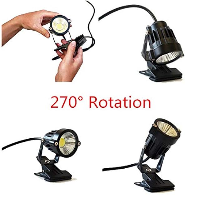 1pcs Outdoor 5W LED Clip on Light Water Resistant Adjustable Desk Stand Spotlight Lamp Signboard Blackboard Lighting with Plug (Cool White)