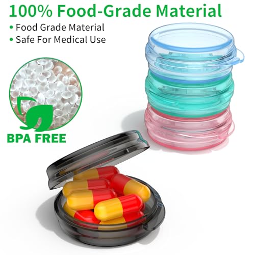Image of Small Pill Box, (8 Pack) Travel Pill Case Portable Daily Pill Organizer Mini Medicine Storage Container for Pocket Purse Cod Liver Oil Storage Box Earplug Case