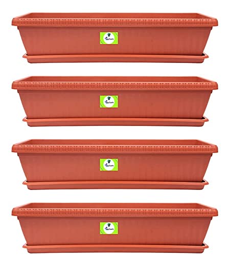 SPYLARKS™ Rectangle 26 inch Window Flower Pot with Drain Tray Set UV protected-Gardening Pot for Balcony, kitchen, Vegetable Planter for Indoor, Outdoor, Garden, Decor and Organic Farming (Pack of 4) (B099NHX8G9) Amazon Price History, Amazon Price Tracker