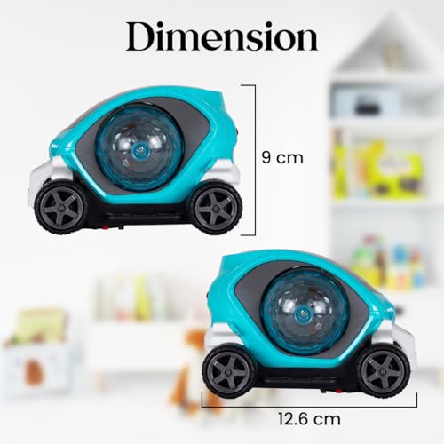 Image of Gooyo GY-158A 360 Rotating Stunt Car Toy with Music & 4D Vibrant Lighting Effect | Bump & Go Action Car for Kids | Musical Toy Car | Blue | 3xAA Battery (Not Included)