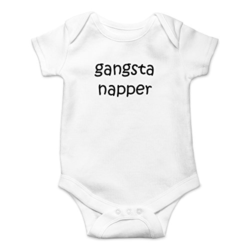 Crazy Bros Tees Gangsta Napper Funny Cute Novelty Infant One-Piece Baby Bodysuit (Newborn, White)