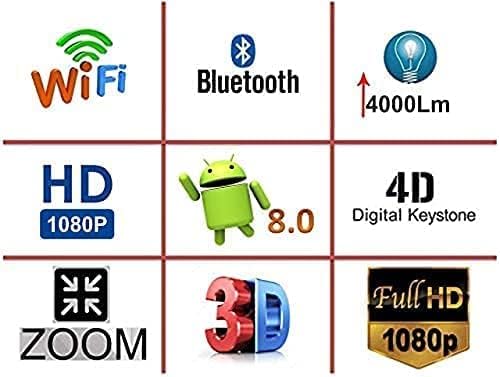 Image of TONZO X Pro Android Smart Projector Native 1080p Full HD with 4K Support, 4500 LED Lumens Portable Home Theater Projector, 300 Inch Display, 4D Keystone, WiFi Bluetooth, HDMI USB Home Cinema Projector