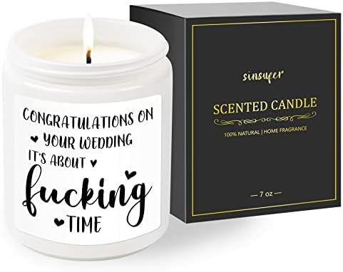 Sinsufur Congratulations Wedding Gift for Couple, Funny Wedding Gifts for Bride, Bridesmaid, Couple, Newlyweds - Engagement Gifts, Newly Engaged Gifts, Bride to Be Gifts - 7oz Lavander Scented Candles